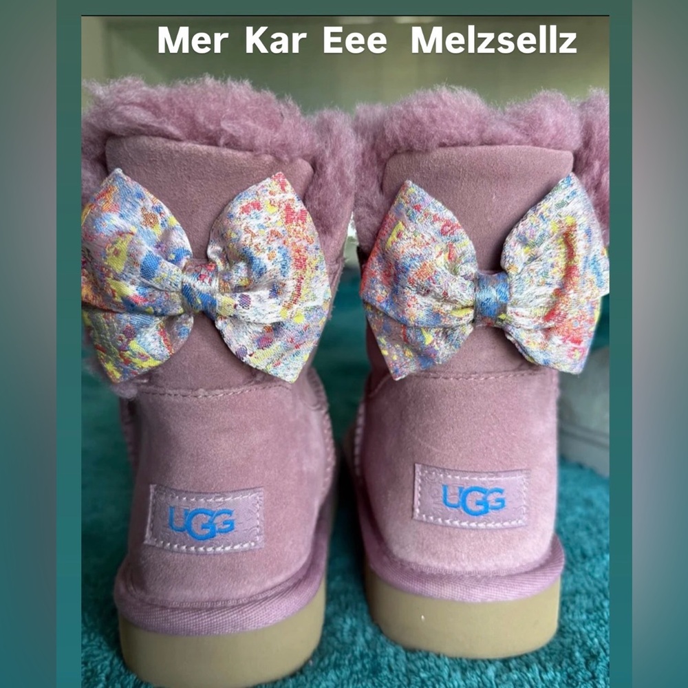 UGG Pink Boots with Multicolor Bows NEW